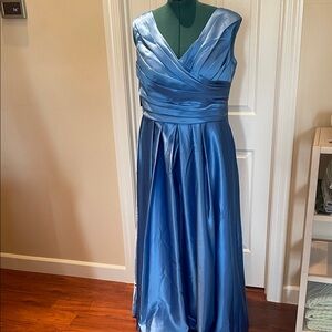 Missacc Elegant Blue Satin Dress
